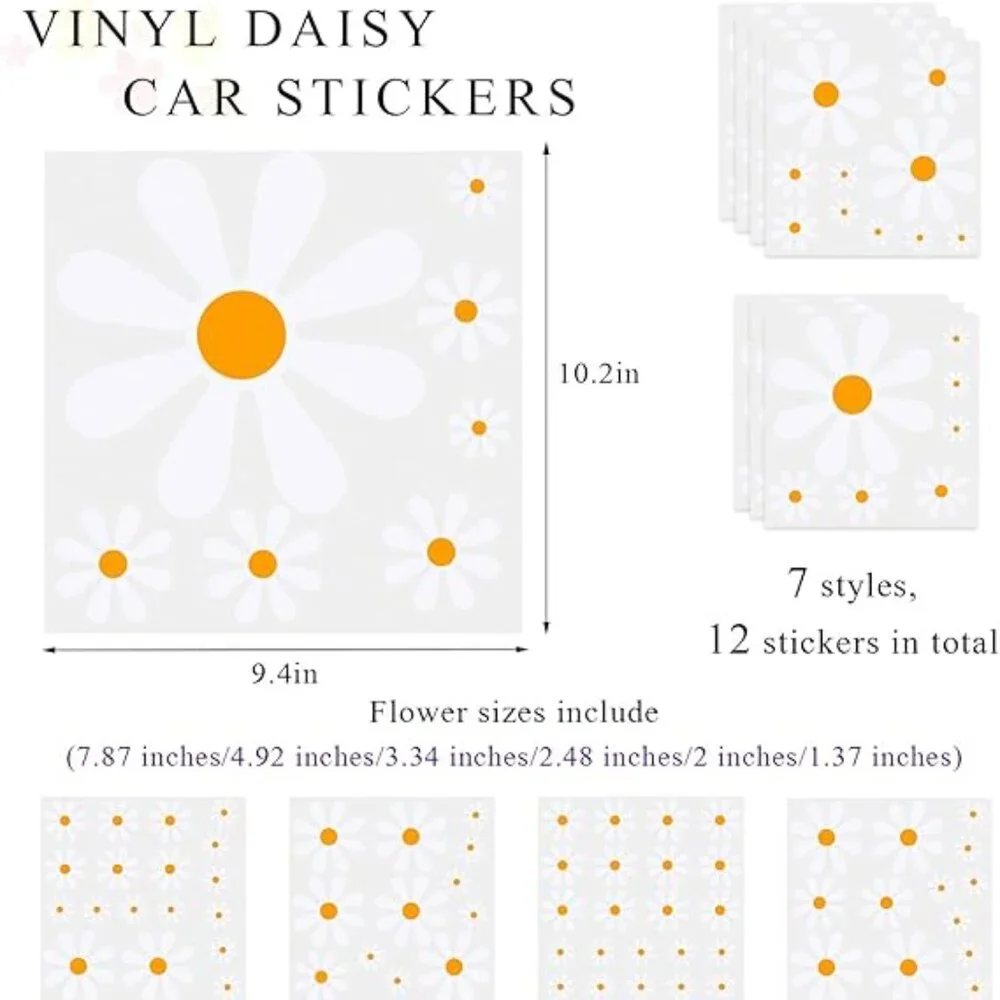 Daisy Vinyl Waterproof Car Decals 133 Flowers Self-Adhesive 1.4